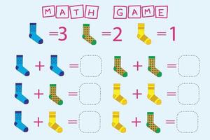 desenho vetorial de planilha, tarefa para calcular a resposta e conectar-se ao número correto. jogo de lógica para crianças. vetor