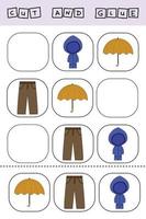 ilustração vetorial de uma capa de chuva, guarda-chuva, calças sem o elemento necessário vetor