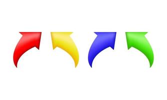 3d único conjunto de quatro setas ícone ascendente brilhante colorido isolado em vetor