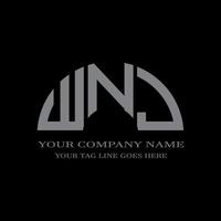 design criativo do logotipo da carta wnj com gráfico vetorial vetor
