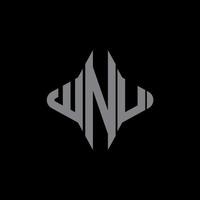 design criativo do logotipo da carta wnu com gráfico vetorial vetor