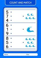 contar e combinar jogo com ondas. planilha para crianças pré-escolares, folha de atividades para crianças vetor