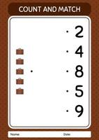conte e combine o jogo com a mala. planilha para crianças pré-escolares, folha de atividades para crianças vetor