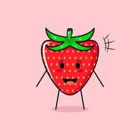 personagem de maçã vermelha fofa com sorriso e expressão feliz, boca aberta. verde e vermelho. adequado para emoticon, logotipo, mascote e ícone vetor