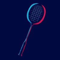linha de raquete de badminton pop art potrait logotipo design colorido com fundo escuro vetor