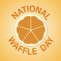 dia nacional do waffle nos eua em 24 de agosto. prato redondo com deliciosos waffles. ilustração vetorial para o menu de férias vetor