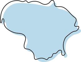 mapa de contorno simples estilizado do ícone da Lituânia. mapa de esboço azul da ilustração vetorial de lituânia vetor