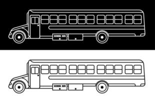 ônibus escolar americano. 1 de setembro é o início do ano letivo. ícone linear. vetor preto e branco