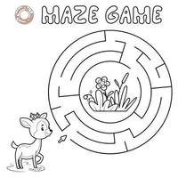 labirinto jogo de quebra-cabeça para crianças. contorno círculo labirinto ou jogo de labirinto com veados. vetor