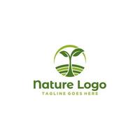 modelo de design de logotipo de fazenda de natureza verde vetor