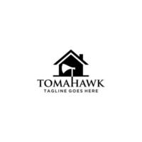 design de sinal de logotipo tomahawk e propriedades residenciais vetor