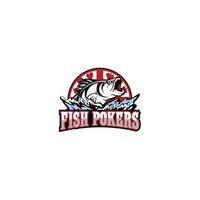 design de sinal de logotipo de pôquer de peixe vetor