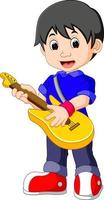 desenho de menino tocando guitarra vetor