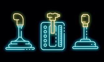 conjunto de ícones de caixa de velocidades vector neon