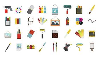 conjunto de ícones de ferramentas de pintor, estilo simples vetor