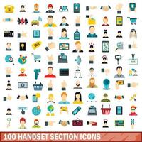 Conjunto de 100 ícones de seção de aparelho, estilo simples vetor