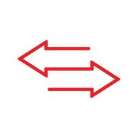 transferência de vetor vermelho eps10 ou ícone de arte de linha de setas direita esquerda para aplicativo móvel, interface do usuário e design de site isolado no fundo branco