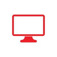 monitor de vetor vermelho eps10 ou ícone de pc em estilo moderno moderno plano simples isolado no fundo branco