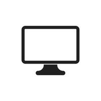 monitor de vetor preto eps10 ou ícone de pc em estilo moderno moderno plano simples isolado no fundo branco