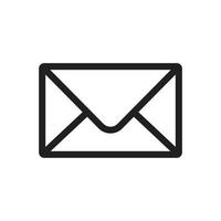 eps10 vetor preto e-mail ou ícone de arte de linha de envelope em estilo moderno simples e moderno isolado no fundo branco