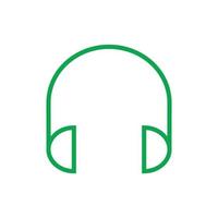fones de ouvido vetoriais verdes eps10 ou ícone de arte de linha de fones de ouvido em estilo moderno moderno plano simples isolado no fundo branco vetor