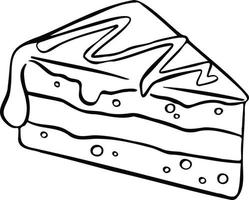 fatia de bolo doce, sobremesa de brownie, ilustração desenhada à mão