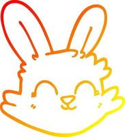 desenho de linha gradiente quente desenho animado coelho feliz vetor