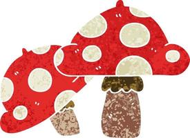 cogumelos venenosos de desenhos animados de estilo de ilustração retrô peculiares vetor
