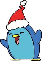 desenho de natal do pinguim kawaii vetor