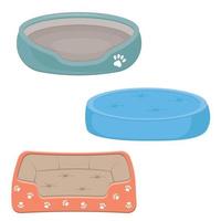 conjunto de cama para cães e gatos, ilustração vetorial isolada de cor vetor