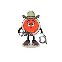 personagem mascote do botão de emergência como um cowboy vetor