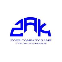 design criativo do logotipo da carta zak com gráfico vetorial vetor