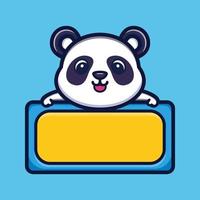 panda bonito com vetor premium de personagem de desenho animado de tabuleiro vazio