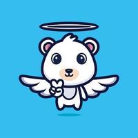 vetor premium de design de personagem de desenho animado de anjo de urso fofo