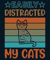 vetor de design de camiseta de citações de gato