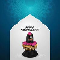 shivling realista para festival tradicional indiano feliz nagpanchami vetor