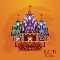 design de celebração rath yatra com ilustração vetorial do senhor jagannath balabhadra e subhadra vetor