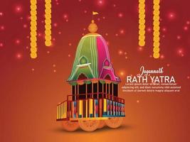 design de celebração rath yatra com ilustração vetorial do senhor jagannath balabhadra e subhadra vetor
