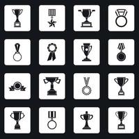 ícones de troféu definir vetor de quadrados