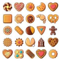 conjunto de ícones de biscoito de biscoitos, estilo cartoon vetor