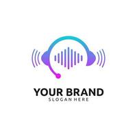design de logotipo de podcast gradiente vetor