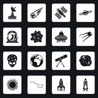 vetor de quadrados de conjunto de ícones de espaço