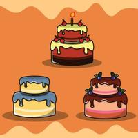 conjunto de vetores de pacote de ícones de bolo de aniversário