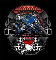 motocicletas esportivas e bandeira de corrida vetor