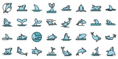 ícones de baleia assassina definir vetor plano