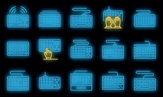 ícones do teclado definir vetor neon