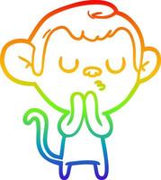 desenho de linha de gradiente de arco-íris macaco de desenho animado vetor
