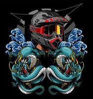 dois dragões e um motociclista vetor