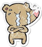 vinheta angustiada de um urso chorando de desenho animado vetor