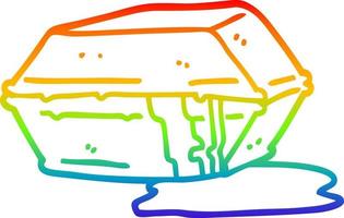 desenho de linha de gradiente de arco-íris desenho animado gorduroso para tirar comida vetor